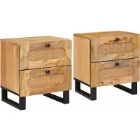 vidaXL Cabinet de chevet avec tiroir 2 pcs Naturel 40 x 33,5 x 46 cm