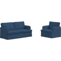 vidaXL Ensemble de canapés , 2 pièces, bleu, 162 x 80 x 85 cm, tissu