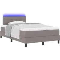 vidaXL Lit à lattes avec éclairage LED intégré, couleur taupe, 120 x 190 cm, revêtement en tissu