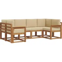 vidaXL Ensemble de canapés d'extérieur avec coussins 6 pièces Nature et Beige