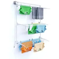 Foxydry Tower 128 cm blanc – Étendoir à linge mural vertical à trois niveaux, en aluminium, idéal pour la buanderie