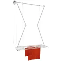 Foxydry Mini 152 cm blanc – Étendoir à linge de plafond manuel, réglable en hauteur et peu encombrant, en aluminium et acier