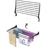 Foxydry Fold 100 cm noir – Étendoir à linge mural pliable, moderne, compact et durable