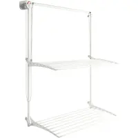 Foxydry Sèche-linge mural à hauteur réglable, double surface de séchage - Wall Plus 128 cm Blanc