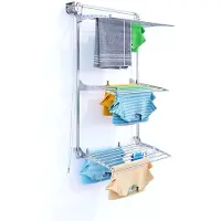 Foxydry Tower 88 cm gris – Étendoir à linge mural vertical à trois niveaux, réglable en hauteur et peu encombrant