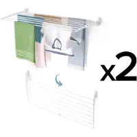 Foxydry 2 Fold Down 116 cm blancs – Étendoirs à linge muraux pliables vers le bas, robustes et peu encombrants