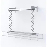 Foxydry Pro 122 cm – Étendoir à linge électrique mural, réglable en hauteur avec télécommande, ventilation à air chaud et éclairage LED