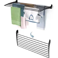 Foxydry Séchoir à linge mural en aluminium, solution de séchage robuste et durable - Fold Down 116 cm noir