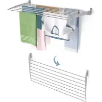 Foxydry Porte-linge mural en aluminium, idéal pour la salle de bain, le balcon ou la buanderie - Fold Down 116 cm