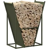 vidaXL Étagère à bois de chauffage vert olive 69,5x35x81 cm Acier laminé à froid