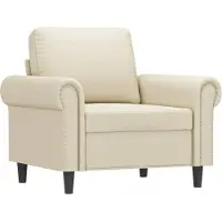 vidaXL Fauteuil avec pouf Crème 60 cm Similicuir