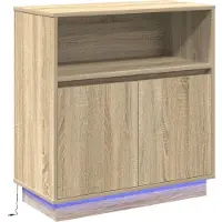 vidaXL LED-Sideboard Chêne Sonoma 71 x 34,5 x 75 cm Matériau dérivé du bois