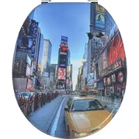 vidaXL Abattant de WC à fermeture douce Multicolore 44 x 38 cm Panneau MDF