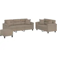 vidaXL Ensemble de canapés 3 pièces avec coussins Taupe microfibre tissée