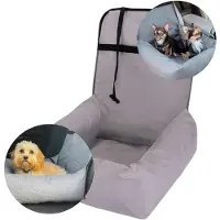 Dogeste Siège auto et lit 2 en 1 pour petit chien ou chat 50x55 cm gris clair