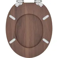 vidaXL Siège de toilettes à fermeture douce, marron, 44 x 38 cm, plateau en MDF