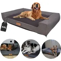 Dogeste Lit pour chien 118x78 cm taille XXL – gris avec intérieur gris foncé