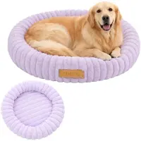 Dogeste Donut panier pour chien 90 cm rond, coussin doux et moelleux, lavable, fond antidérapant