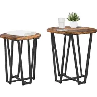 vidaXL Ensemble de tables d'appoint 2 pcs Chêne fumé et noir