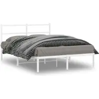 vidaXL Cadre de lit avec tête de lit en métal blanc 140x190 cm
