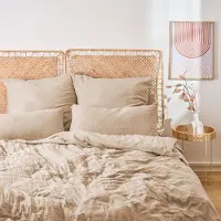 Everbrent Blumtal Musselin linge de lit 135x200 cm - Housse de couette 135 x 200 + taie d'oreiller 80x80 Taupe