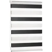 Everbrent Blumtal Lot de 2 stores doubles 90 x 130 - 155cm - store à enroulement Klemmfix, stores pour fenêtres sans percer, stores à enroulement pour fenêtres & portes, blanc - noir