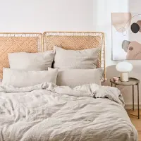 Everbrent Blumtal mousseline linge de lit 200x220 cm - Housse de couette 200x220 + 2x taies d'oreiller 40x80 Gris