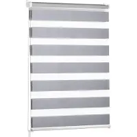 Everbrent Blumtal Store double 70 x 130 - 155cm - store à enroulement Klemmfix, stores pour fenêtres sans percer, store à enroulement pour fenêtres & portes, gris clair