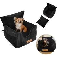 Dogeste Siège auto pour chien avec laisse – panier de transport et lit de voiture pour petit chien noir