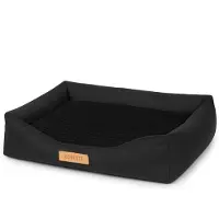 Dogeste Lit orthopédique pour chien 100x82 cm taille XXL en tissu kodura et velours côtelé – noir