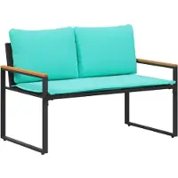 vidaXL Banc avec coussins noir et turquoise 115 x 65 x 72 cm rotin