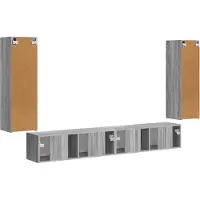 vidaXL Ensemble d'étagères murales pour téléviseur, montage mural, 4 pièces, bois gris Sonoma