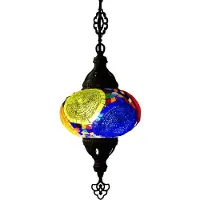 Halay Suspension Ostere Mozaik (lampe turque) Ø 13 cm, multicolore, fabriquée à la main, 40 watts, ferrures en laiton, longueur 78 cm
