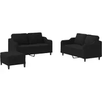 vidaXL Ensemble de canapés 3 pièces avec coussins Tissu noir