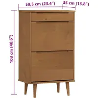 vidaXL Armoire à chaussures MOLDE Marron 59,5x35x103 cm Pin massif