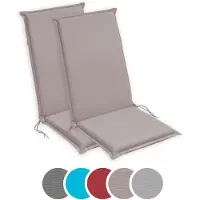 Sleepling - Set de 2 coussins pour fauteuils de jardin, 120 x 50 cm, 6 cm d'épaisseur, taupe
