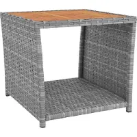 vidaXL Ensemble de salon de jardin 3 pièces , en rotin synthétique gris et bois d'acacia massif
