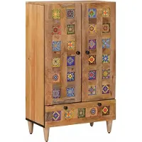 vidaXL Haut Armoire Naturel 60 x 33,5 x 100 cm Bois de mangue massif