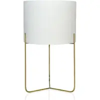 Halay Lampe de table Andrea House - Laiton avec abat-jour blanc, hauteur 50 cm, diamètre 30 cm, couleur or