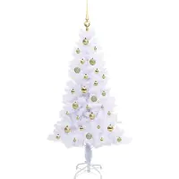 vidaXL Sapin de Noël artificiel avec 150 LED Blanc 150 cm PVC et Acier