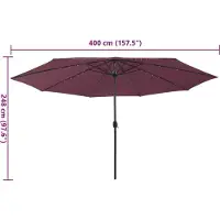 vidaXL Parasol avec éclairage LED 400 cm Bordeaux