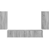 vidaXL Ensemble d'étagères murales pour téléviseur, montage mural, 4 pièces, bois gris Sonoma