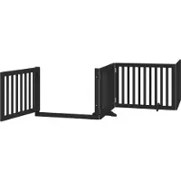 vidaXL Porte pour chien 4 pièces avec porte Pliable Noir 320 cm Bois de peuplier