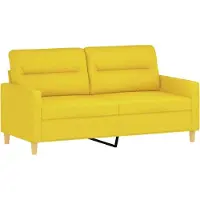 vidaXL Canapé 2 places avec oreillers jaune clair 140 cm tissu