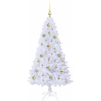 vidaXL Sapin de Noël artificiel avec 150 LED Blanc 150 cm PVC et Acier