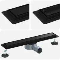 vidaXL Évacuation de douche 2-en-1 avec siphon à 360° Noir 50 cm