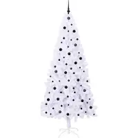 vidaXL Sapin de Noël artificiel avec 300 LED Blanc 240 cm PVC et Acier