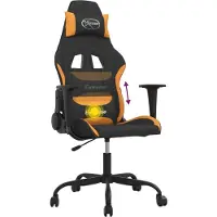 vidaXL Chaise de jeu avec fonction de massage Noir et orange Tissu