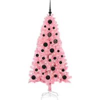 vidaXL Sapin de Noël avec 150 LED avec support Rose 150 cm PVC