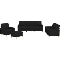 vidaXL Ensemble de canapés 4 pièces avec coussins Tissu noir